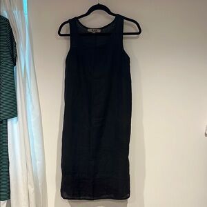 Flax Black Linen Semi Sheer Tank Dress